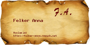 Felker Anna névjegykártya
